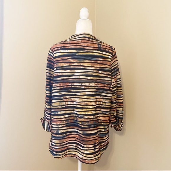 IC by Connie K Asymmetrical Striped 3/4 Sleeve Jacket - L - Picture 3 of 14